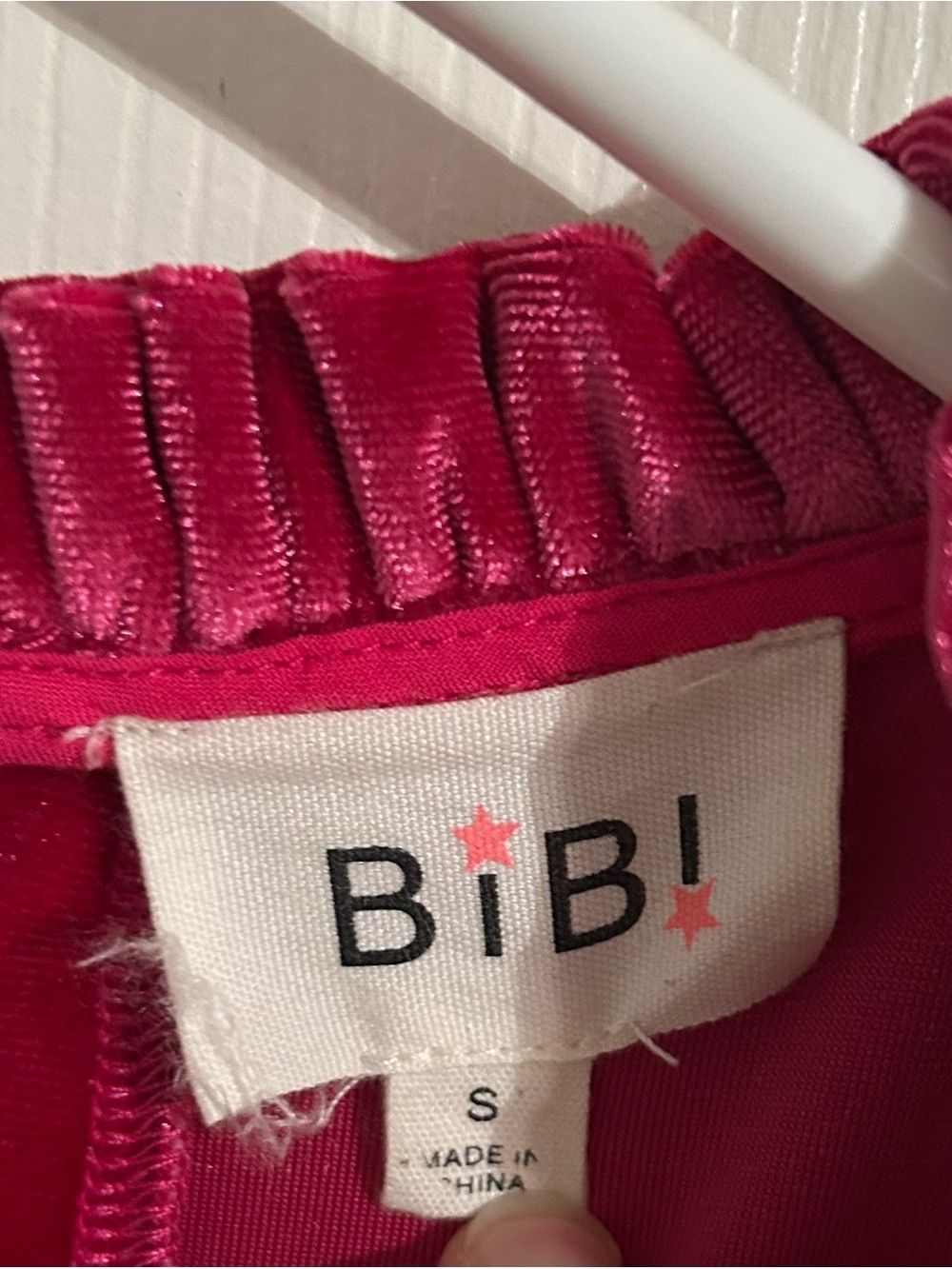 BiBi Velvet Ruffle Sleeve Blouse in Raspberry - Picture 3 of 3